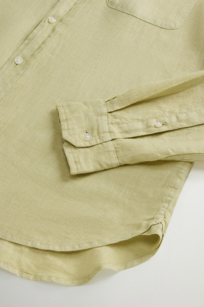 KOŠILE WOOLRICH BAND COLLAR LINEN SHIRT - Fotografie č. 7