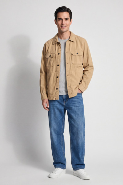 ING WOOLRICH LINEN BLEND SAFARI OVERSHIRT GD - Kép 2