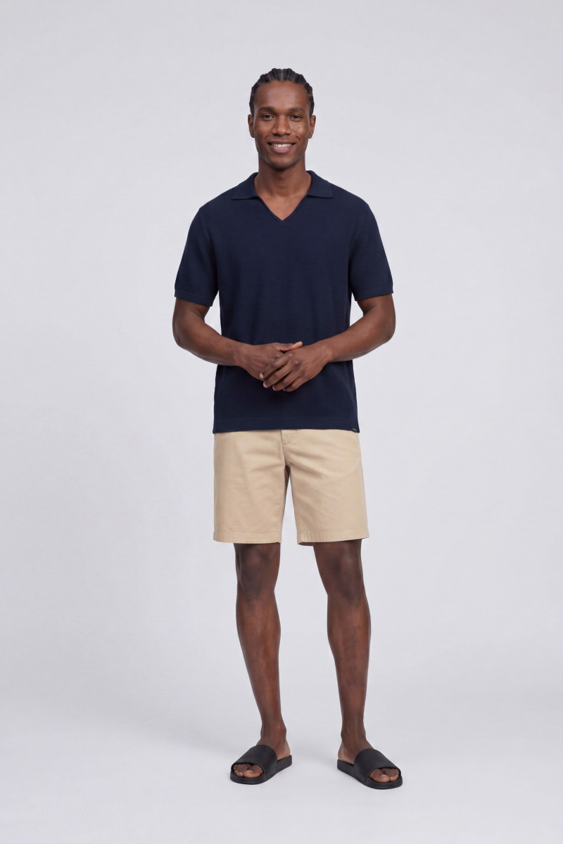 Tričko Woolrich Cotton Crepe Knitted Polo Melton Blue
