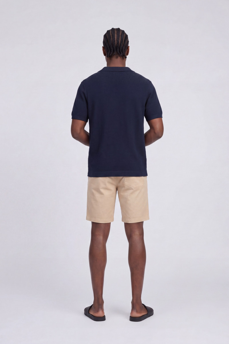 Tričko Woolrich Cotton Crepe Knitted Polo Melton Blue