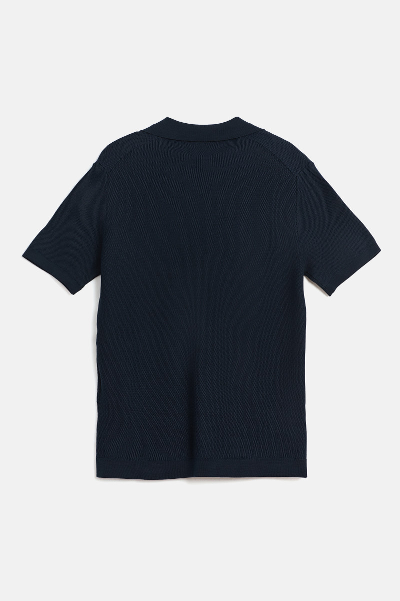 Tričko Woolrich Cotton Crepe Knitted Polo Melton Blue