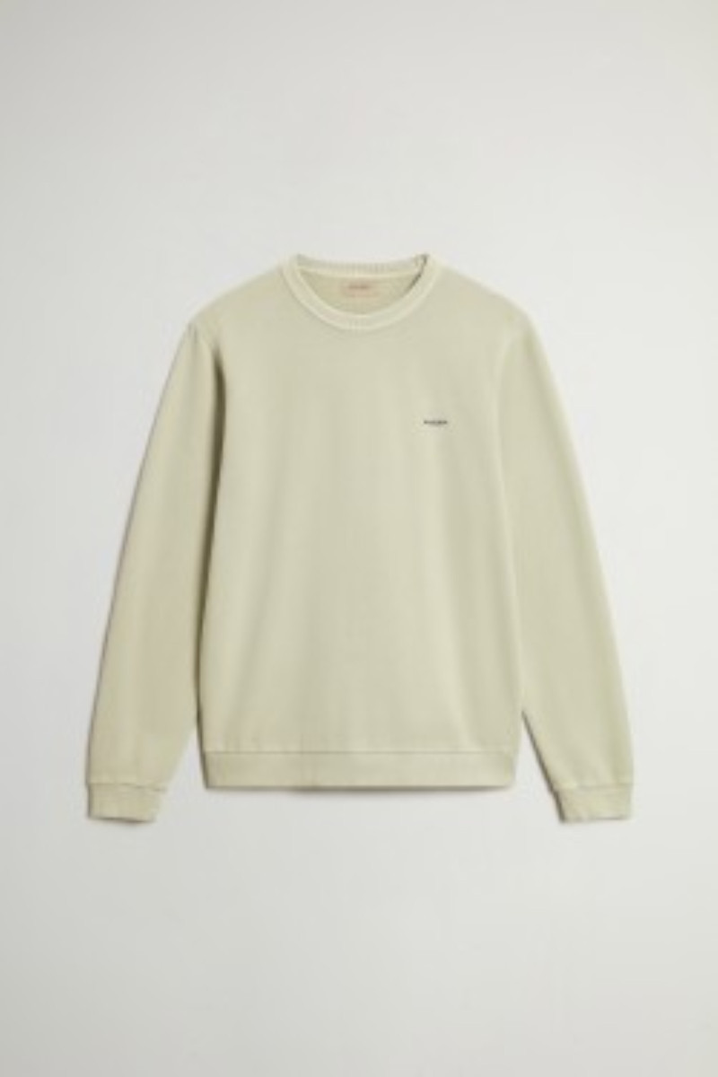 Mikina Woolrich Garment Dyed Logo Crenewck Faded Lint
