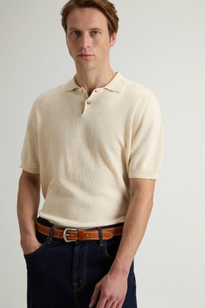 PÓLÓ WOOLRICH COTTON LINEN POLO - Kép 4