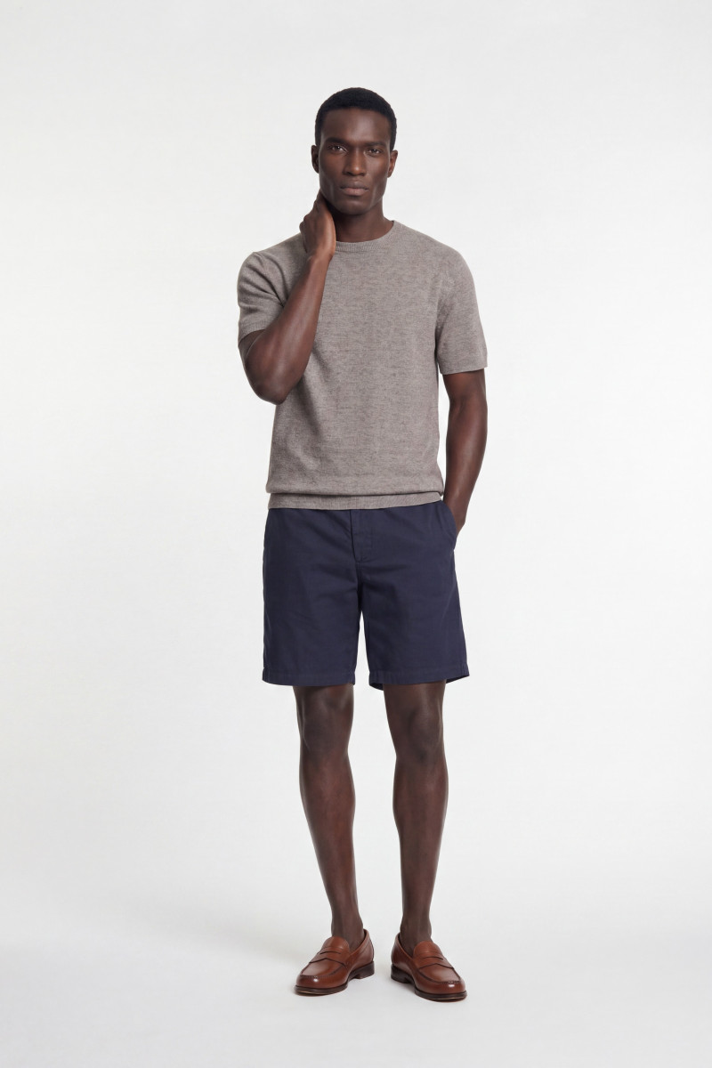 Tričko Woolrich Cotton Linen T-Shirt Brown Melange