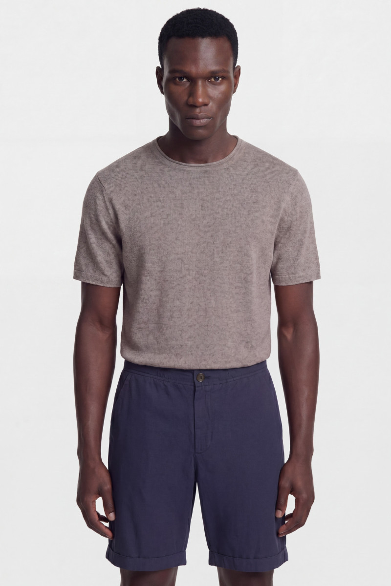 Tričko Woolrich Cotton Linen T-Shirt Brown Melange
