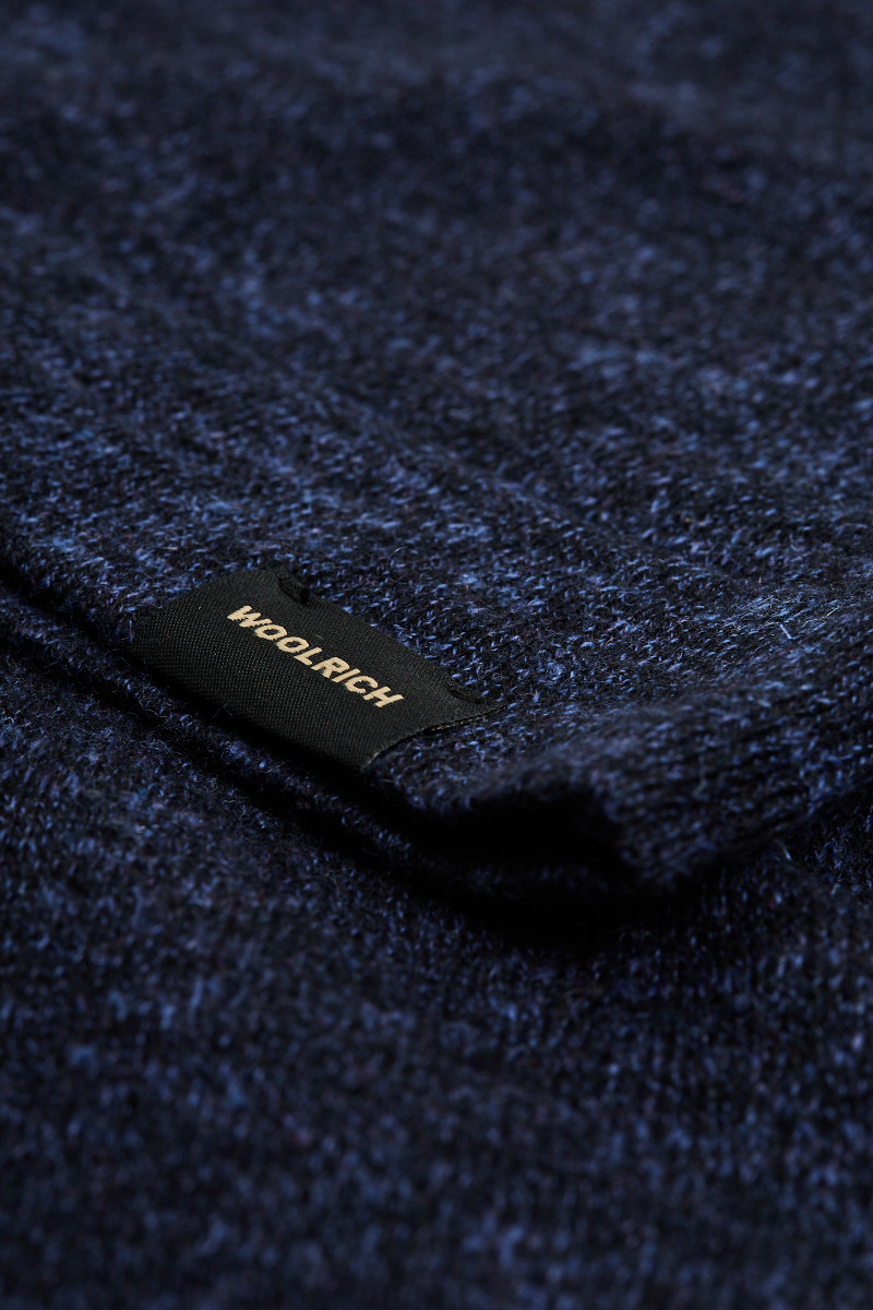 Tričko Woolrich Cotton Linen T-Shirt Melton Blue Melange