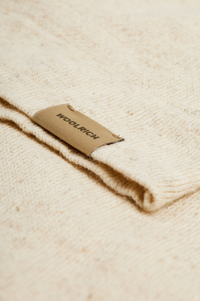 Tričko Woolrich Cotton Linen T-Shirt Milky Cream Melange