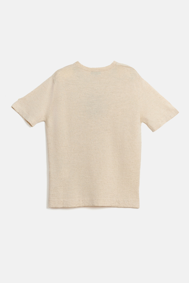 Tričko Woolrich Cotton Linen T-Shirt Milky Cream Melange