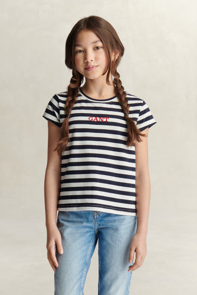 TRIČKO GANT STRIPE CAP SLEEVE T-SHIRT - Fotografie č. 1