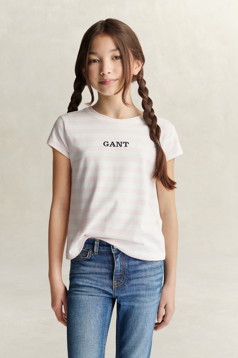 TRIČKO GANT STRIPE CAP SLEEVE T-SHIRT LIGHT PINK