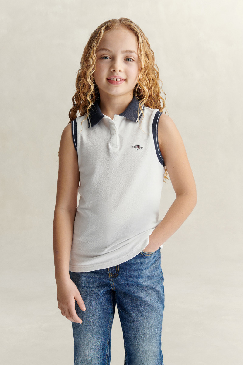 POLOKOŠILE GANT SHIELD SLEEVELESS POLO TOP WHITE