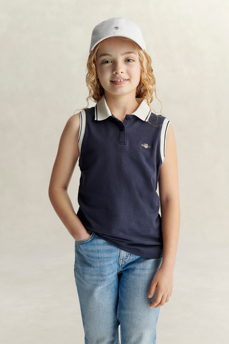 POLOKOŠILE GANT SHIELD SLEEVELESS POLO TOP EVENING BLUE