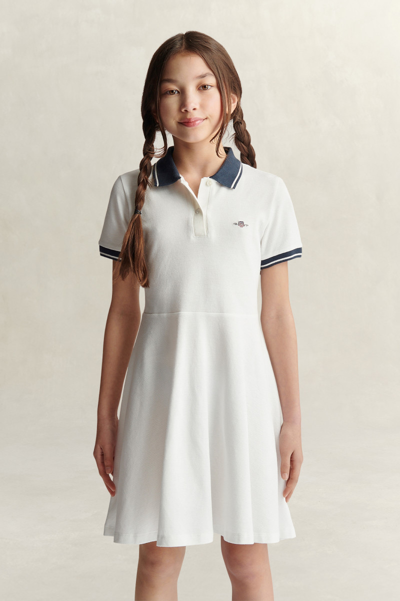 ŠATY GANT SHIELD SS POLO DRESS WHITE