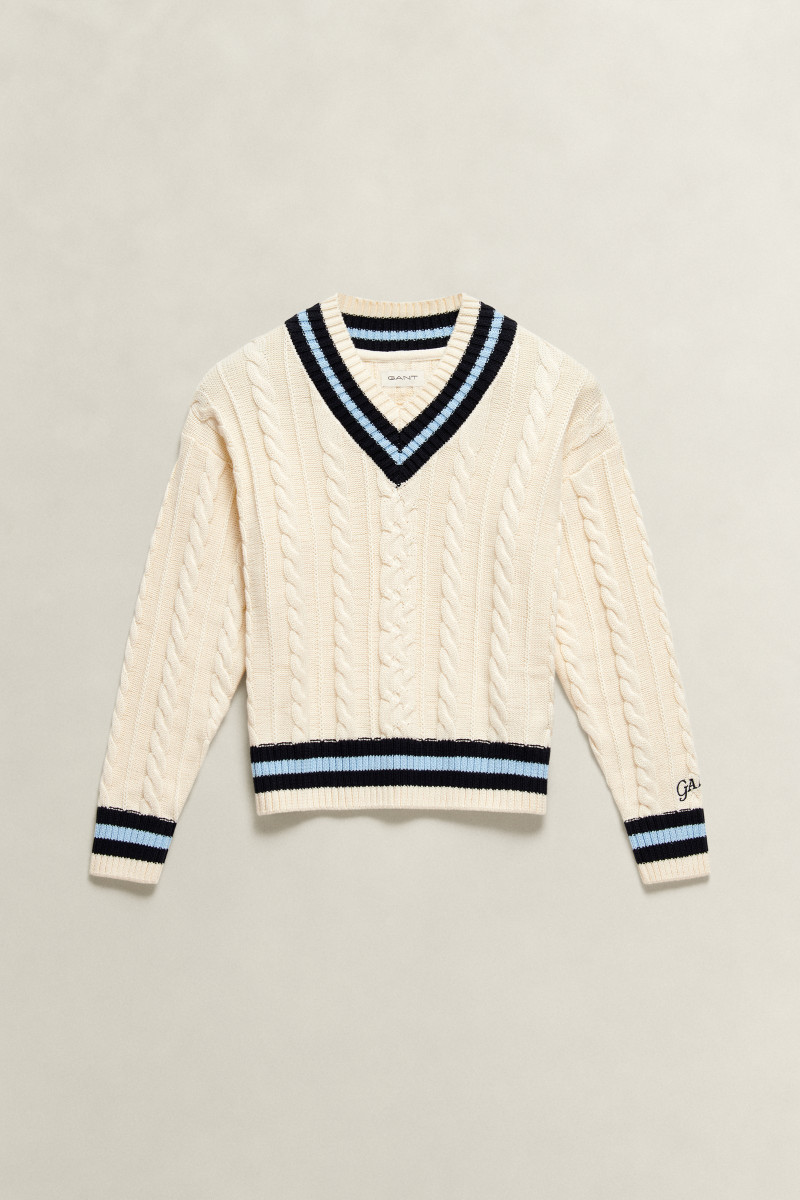 SVETR GANT CABLE KNIT CRICKET JUMPER CREAM