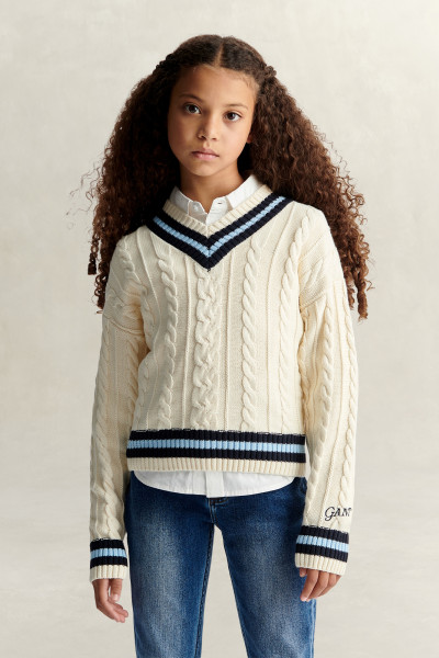 SVETR GANT CABLE KNIT CRICKET JUMPER - Fotografie č. 1