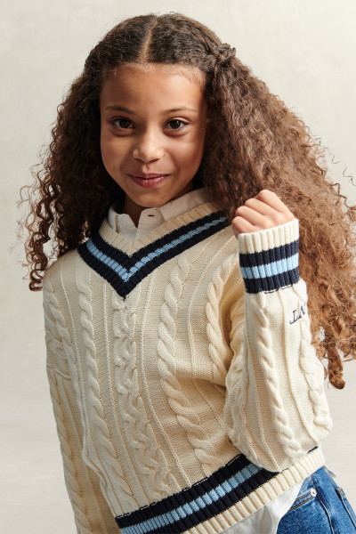 SVETR GANT CABLE KNIT CRICKET JUMPER - Fotografie č. 3