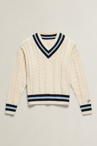 SVETR GANT CABLE KNIT CRICKET JUMPER - Fotografie č. 5