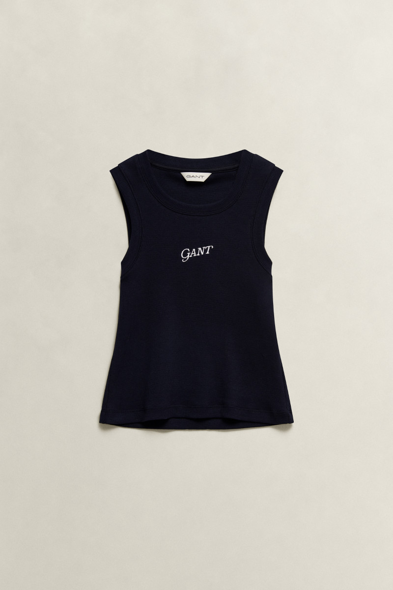 TRIČKO GANT LOGO RIB VEST EVENING BLUE