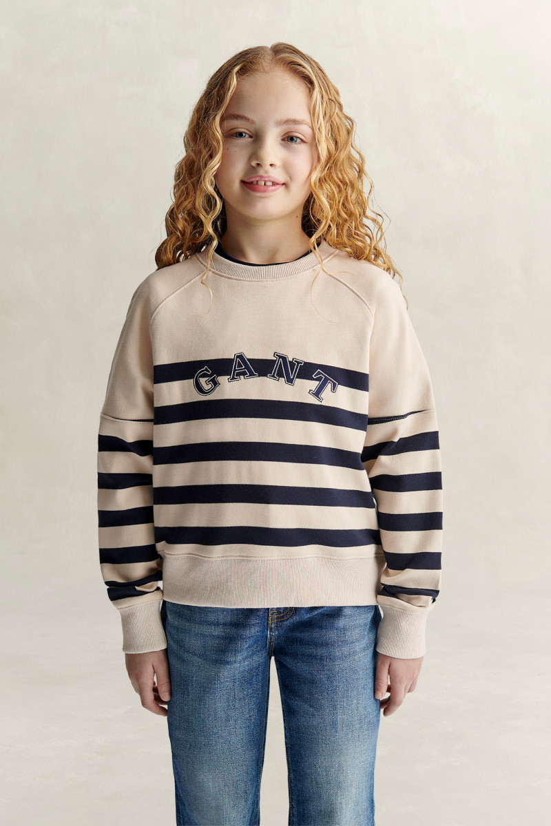 MIKINA GANT STRIPED HAVEN SWEATSHIRT CREAM