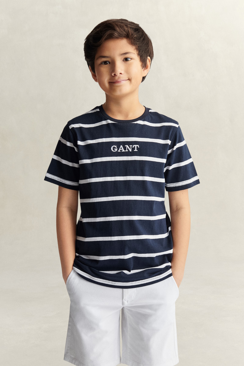 TRIČKO GANT GRAPHIC STRIPE SS T-SHIRT EVENING BLUE