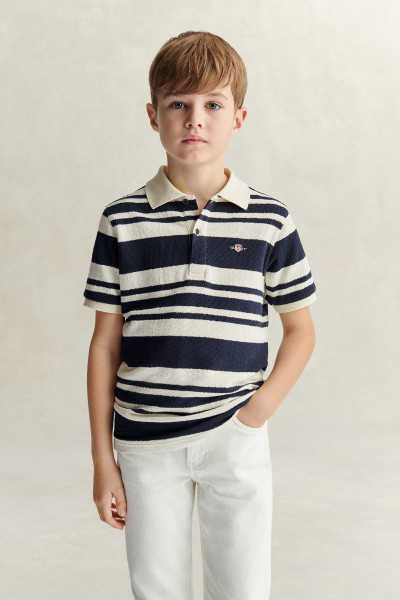 POLOKOŠILE GANT SHIELD STRIPE TEXTURE SS POLO SHIRT - Fotografie č. 1