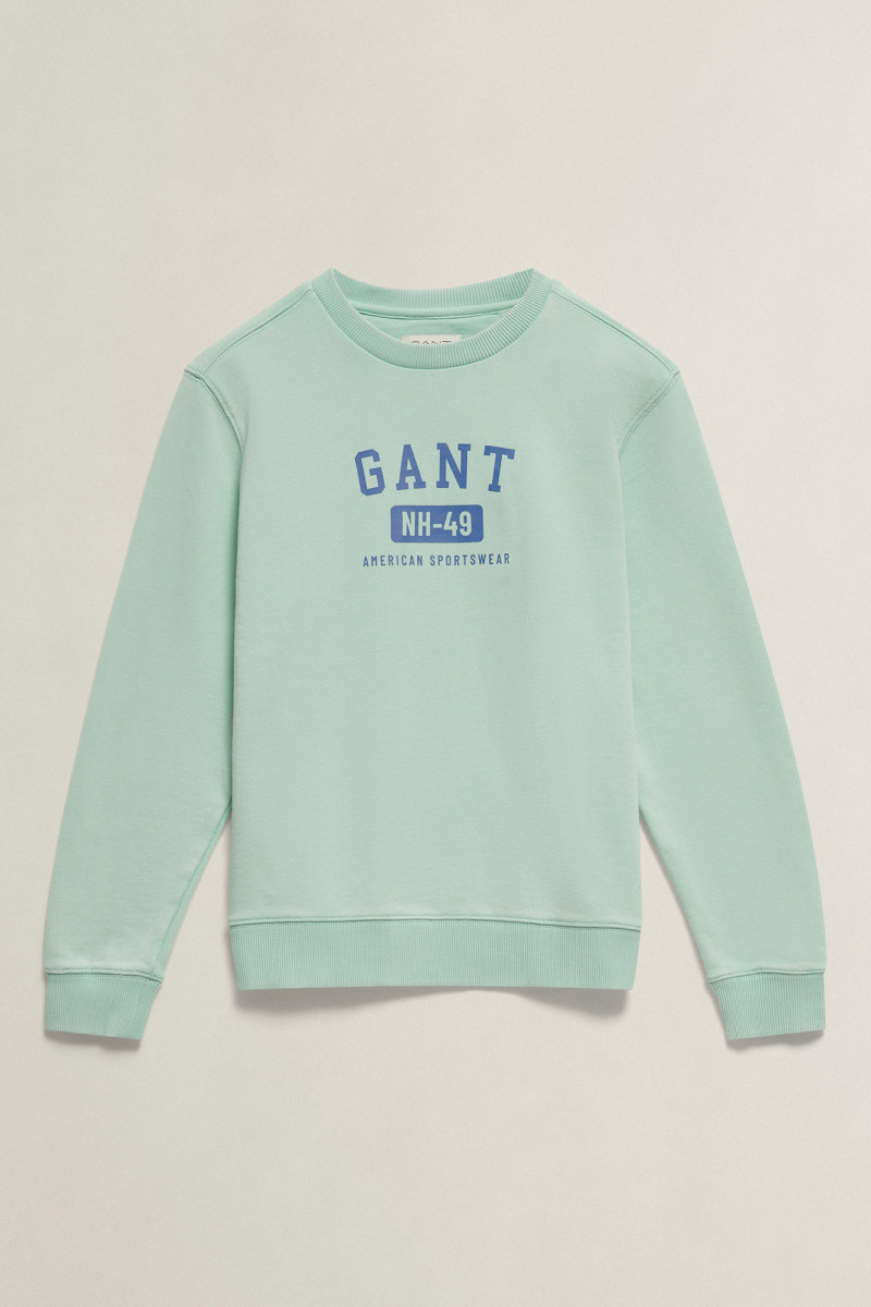 E-shop MIKINA GANT OCEAN WASH CREW NECK SWEATSHIRT WASHED TURQUOISE