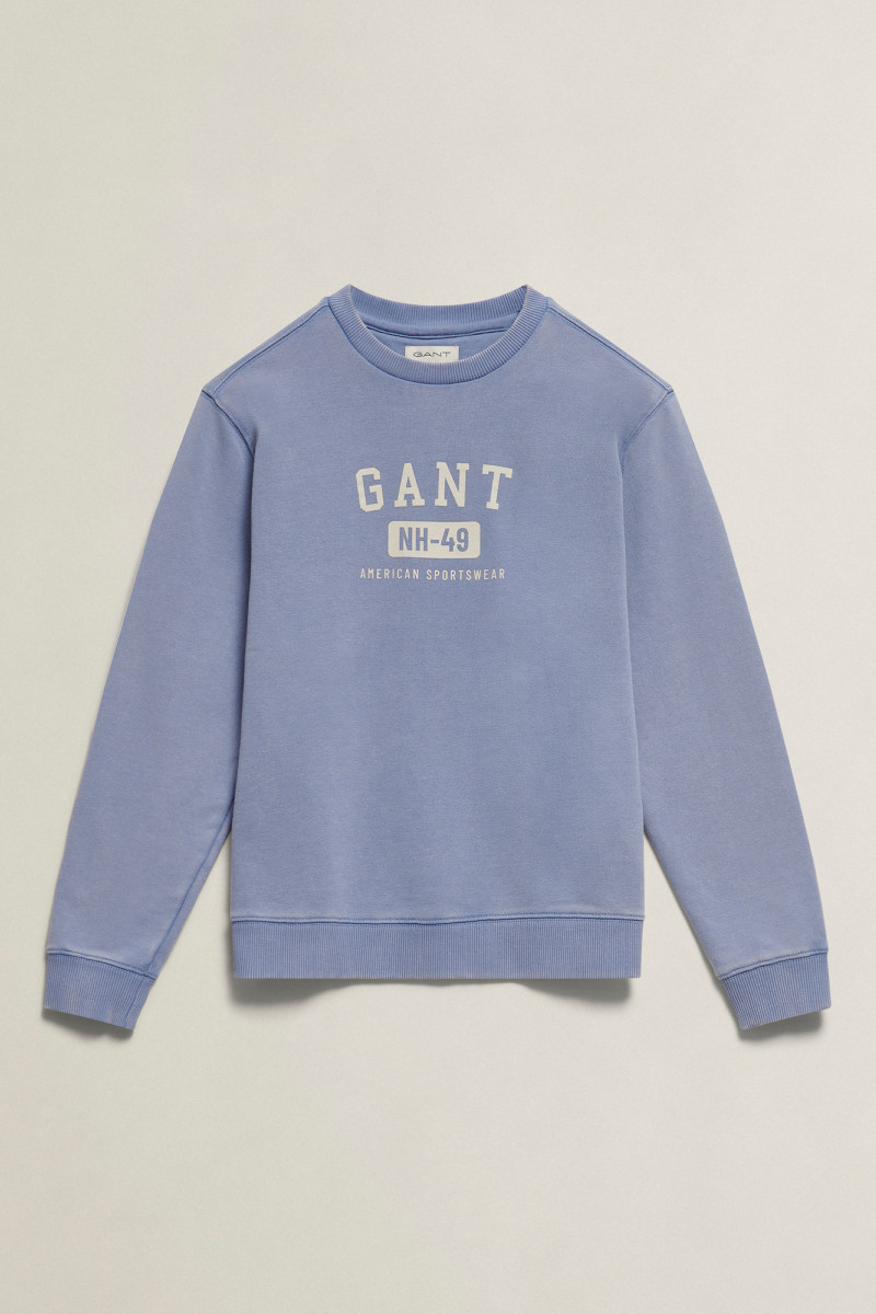 E-shop MIKINA GANT OCEAN WASH CREW NECK SWEATSHIRT FADED DENIM