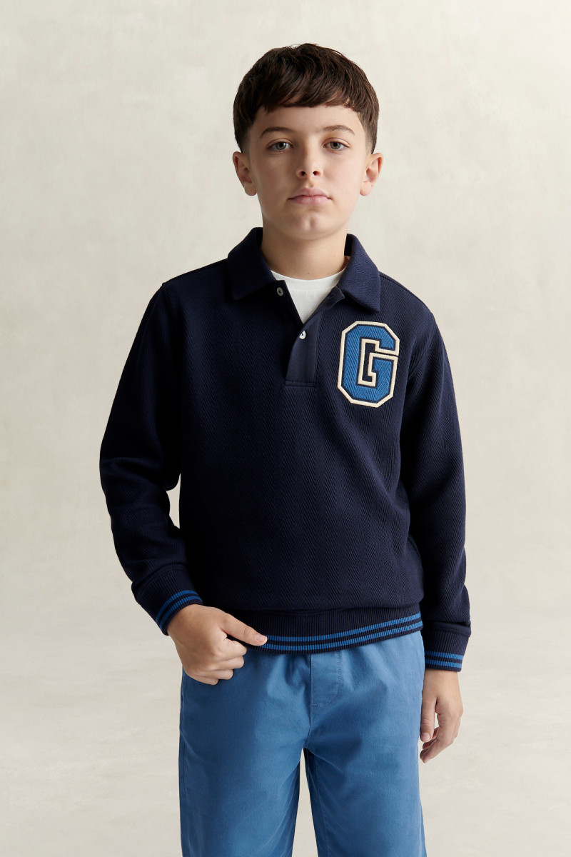 E-shop MIKINA GANT REVERE COLLAR CREW SWEATSHIRT EVENING BLUE