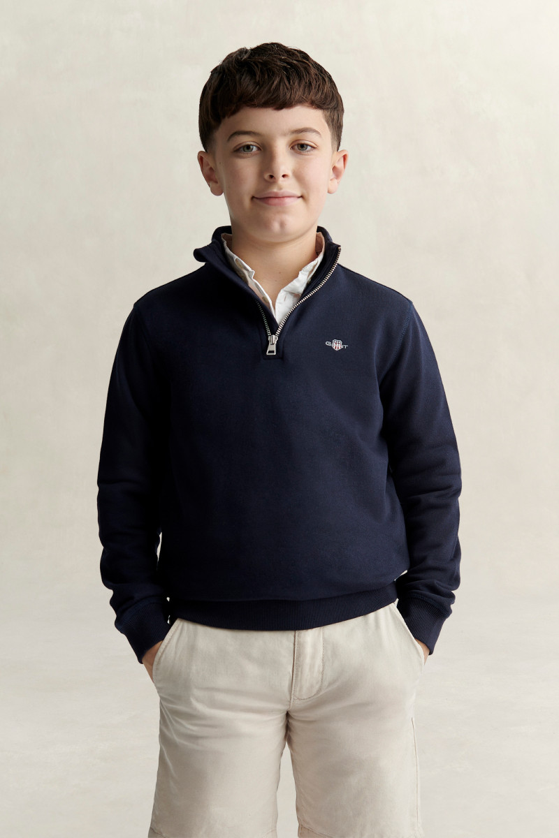 E-shop MIKINA GANT SHIELD HALF ZIP SWEATSHIRT EVENING BLUE