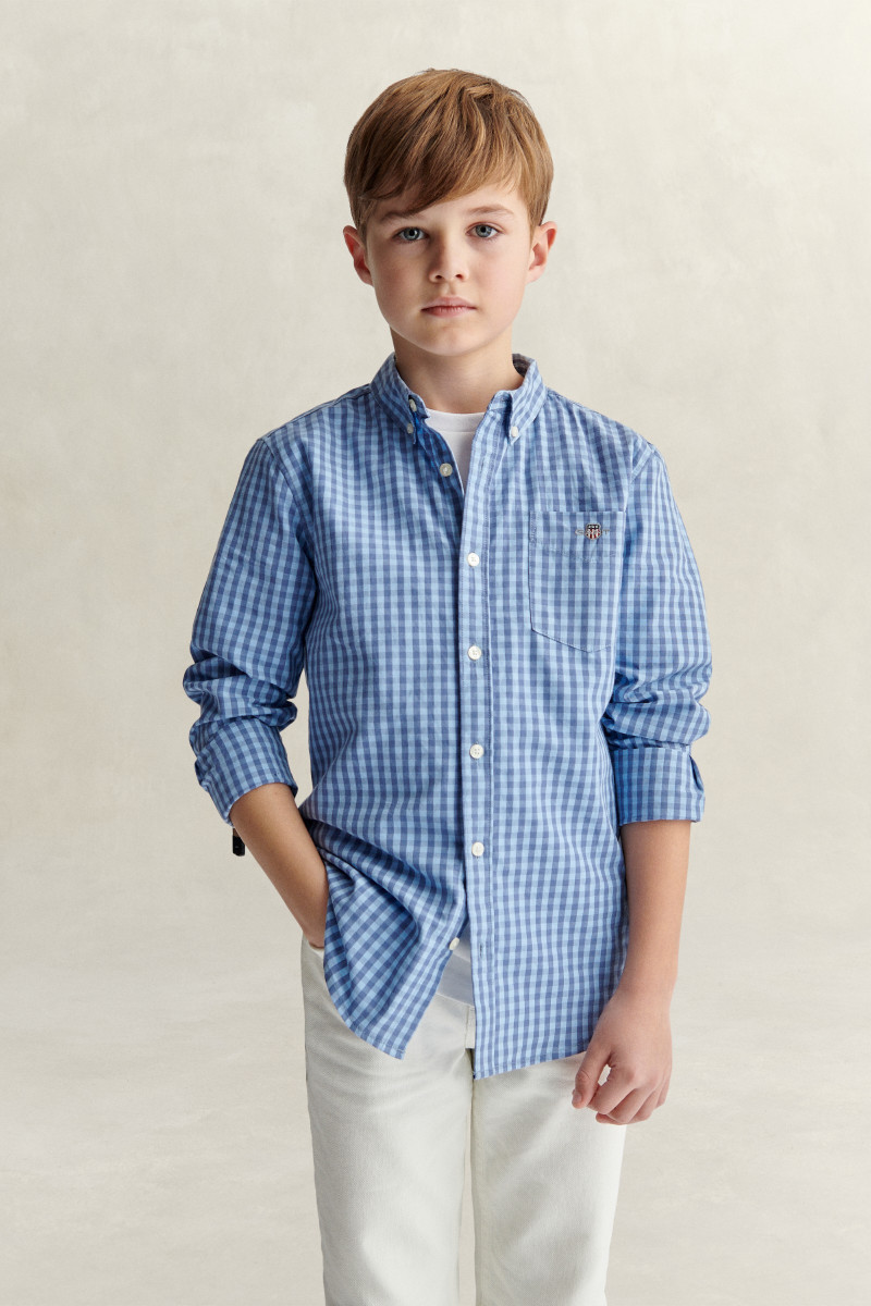 E-shop KOŠILE GANT SHIELD GINGHAM POPLIN SHIRT FADED DENIM