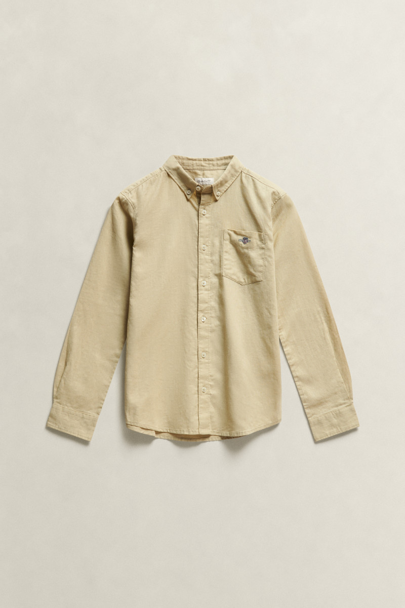 E-shop KOŠILE GANT SHIELD LINEN BLEND SHIRT OAT BEIGE