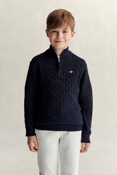 SVETER GANT SHIELD COTTON CABLE HALF ZIP SWEATER - Fotografia č. 1