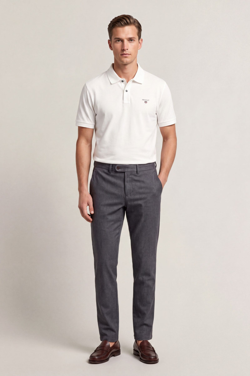 NOHAVICE GANT SLIM COTTON HERRINGBONE PANTS BLACK