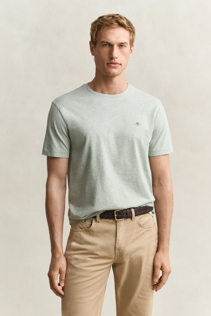 TRIČKO GANT REG SHIELD SS T-SHIRT SOFT GREEN MELANGE