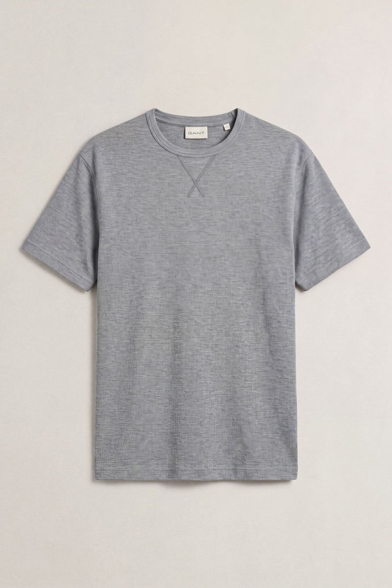 TRIČKO GANT MICRO TEXTURE SS T-SHIRT GREY MELANGE