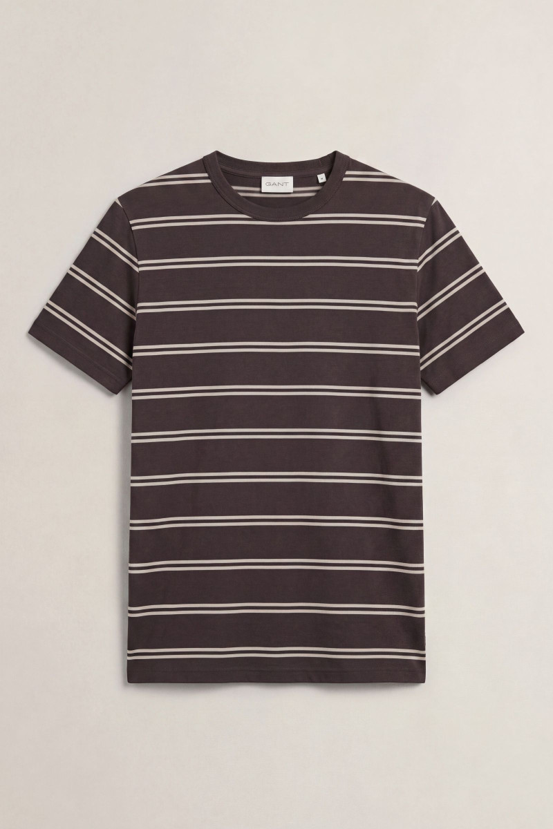 TRIČKO GANT PIMA STRIPED SS T-SHIRT CHARRED WOOD BROWN