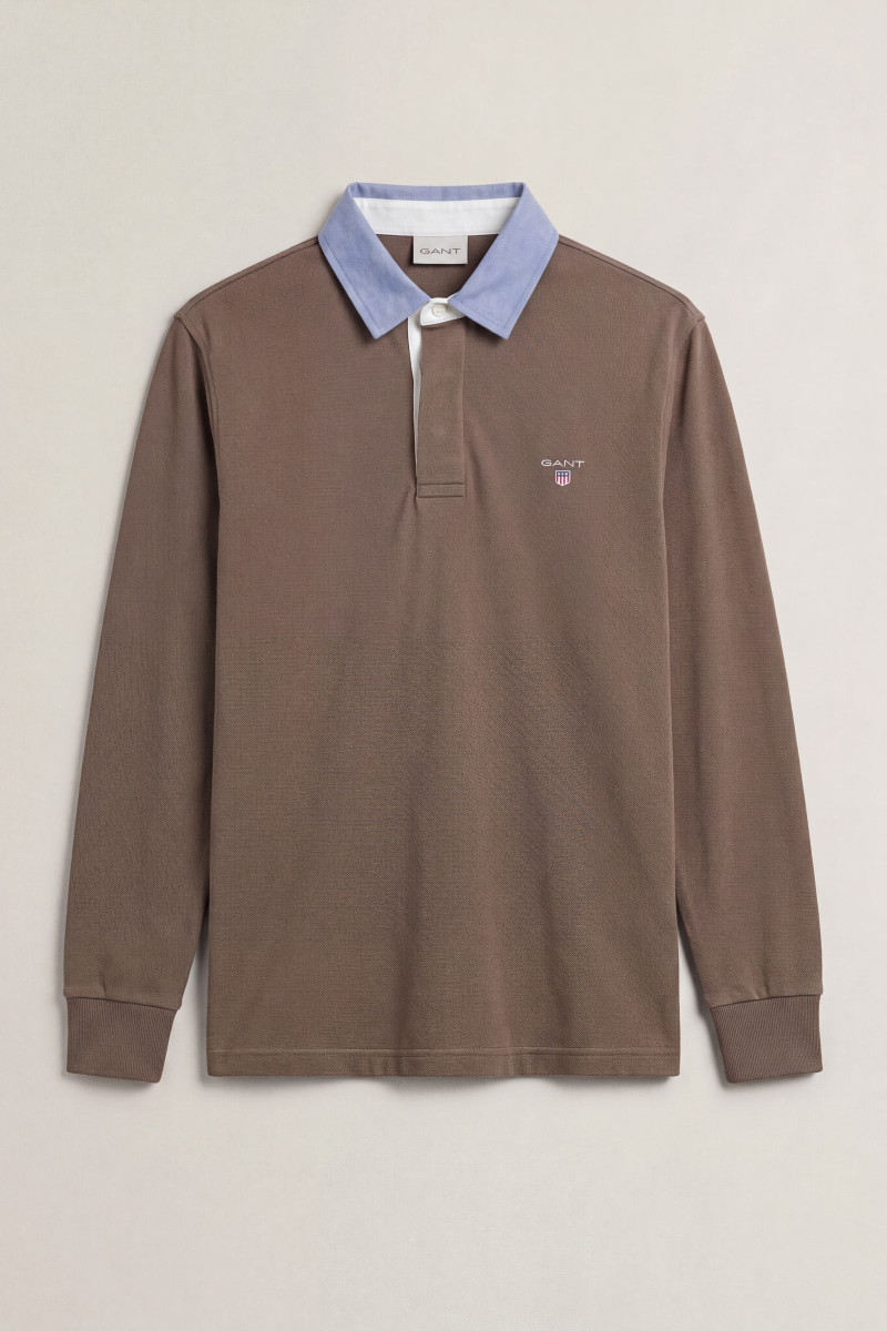 POLOKOŠEĽA GANT REG CHAMBRAY HEAVY RUGGER FADED TAUPE