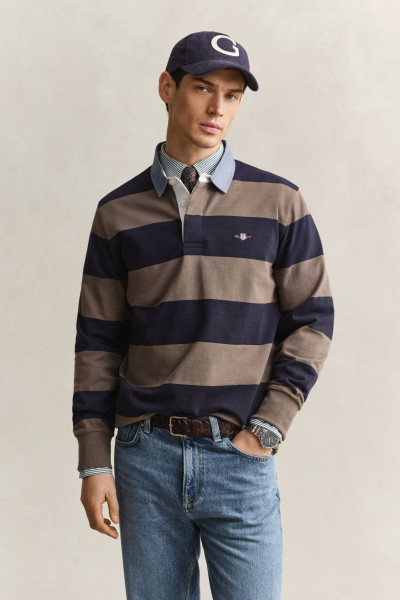 PÓLÓ GANT REG CHAMBRAY STRIPE HEAVY RUGGER - Kép 1