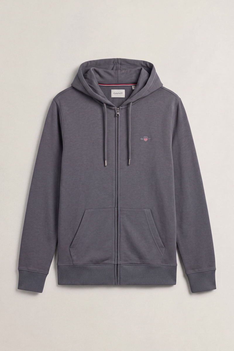 MIKINA GANT REG SHIELD FULL ZIP HOODIE MID GREY