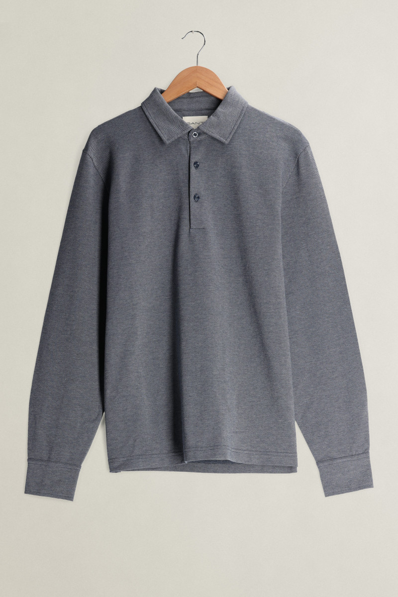 POLOKOŠEĽA GANT TWILL LS POLO SHIRT DARK INDIGO MELANGE
