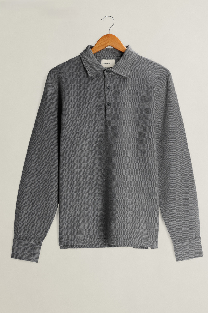 POLOKOŠEĽA GANT TWILL LS POLO SHIRT CHARCOAL MELANGE