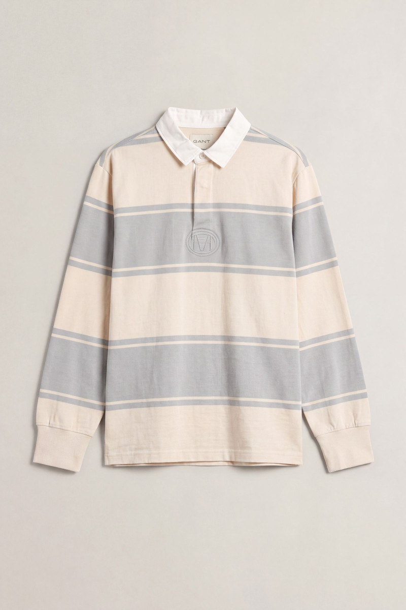 POLOKOŠEĽA GANT STRIPED RUGGER HEATHER GREY
