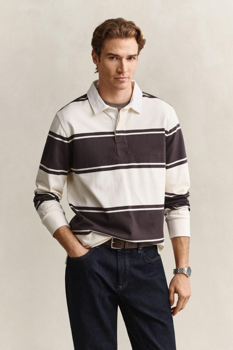 POLOKOŠEĽA GANT STRIPED RUGGER CHARRED WOOD BROWN