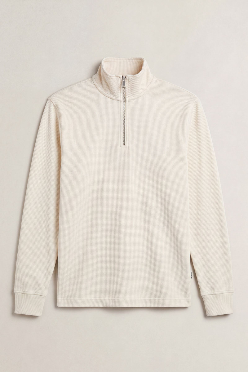 MIKINA GANT MICRO TEXTURE HALF-ZIP CREAM
