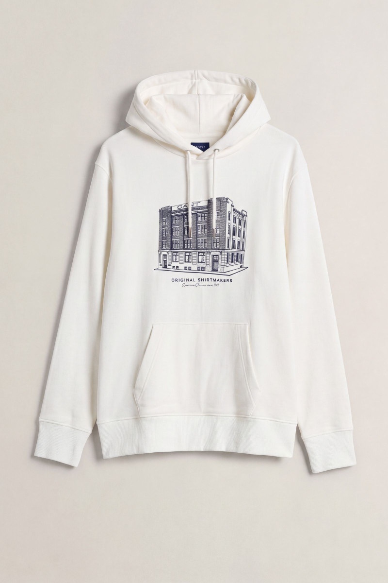 MIKINA GANT GRAPHIC SWEAT HOODIE EGGSHELL