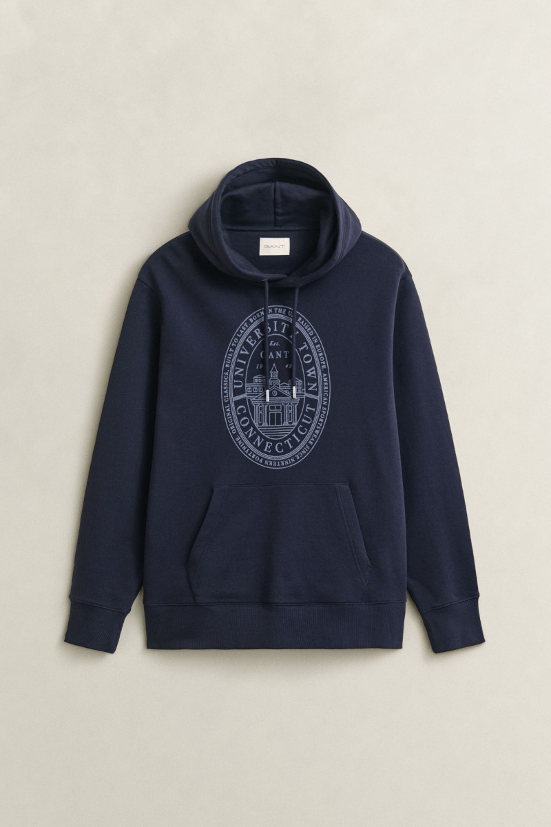 MIKINA GANT GRAPHIC SWEAT HOODIE EVENING BLUE