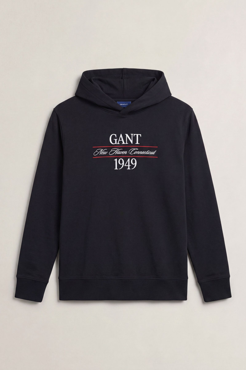 MIKINA GANT GRAPHIC HOODIE BLACK