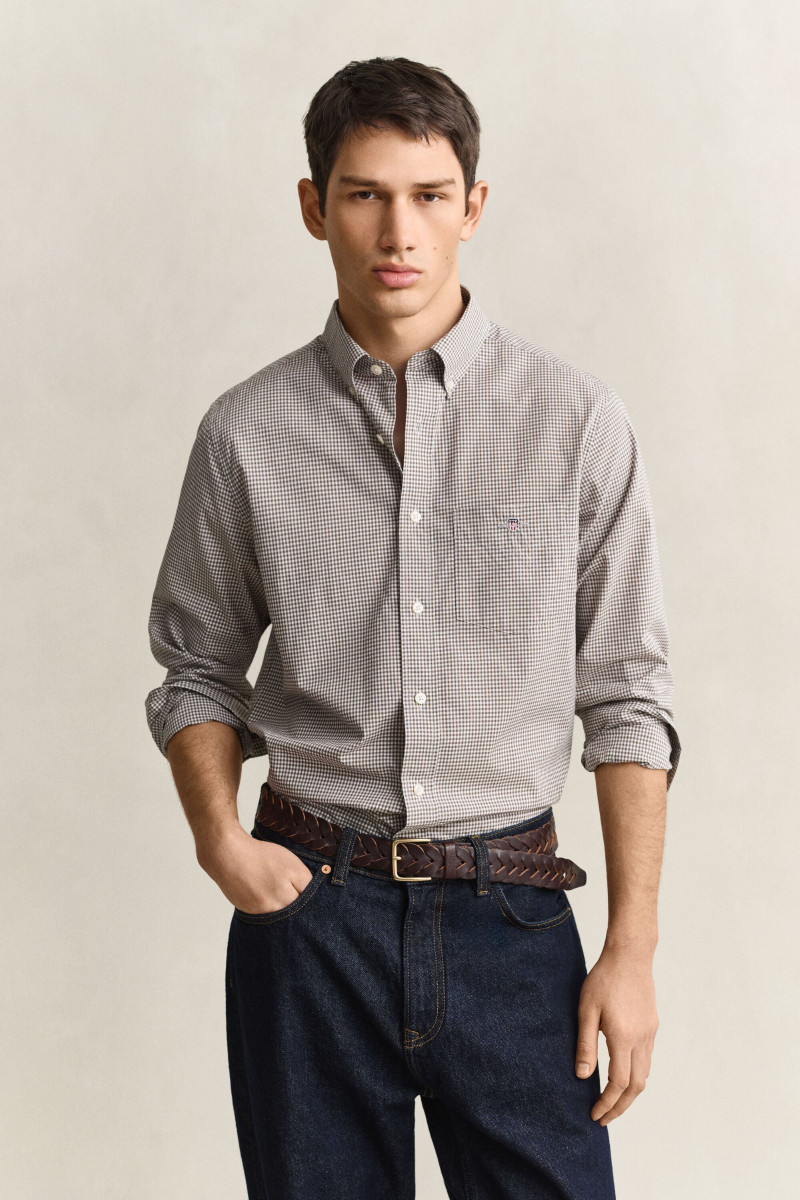 KOŠEĽA GANT REG CLASSIC POPLIN GINGHAM SHIRT FADED TAUPE