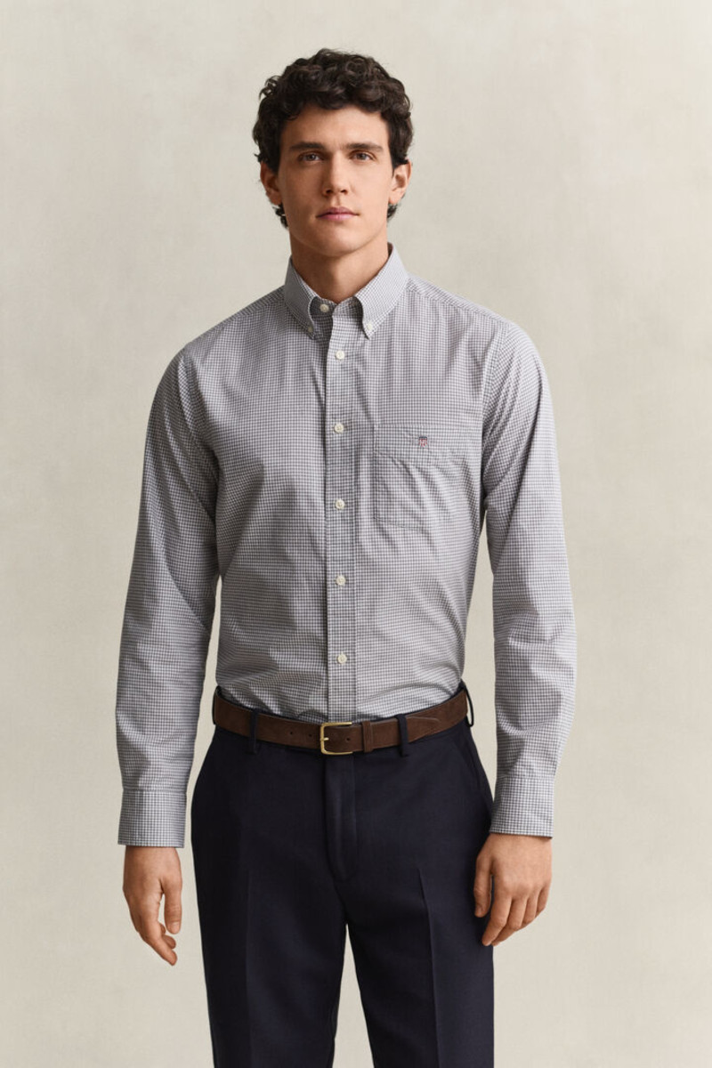 KOŠEĽA GANT REG CLASSIC POPLIN GINGHAM SHIRT MID GREY