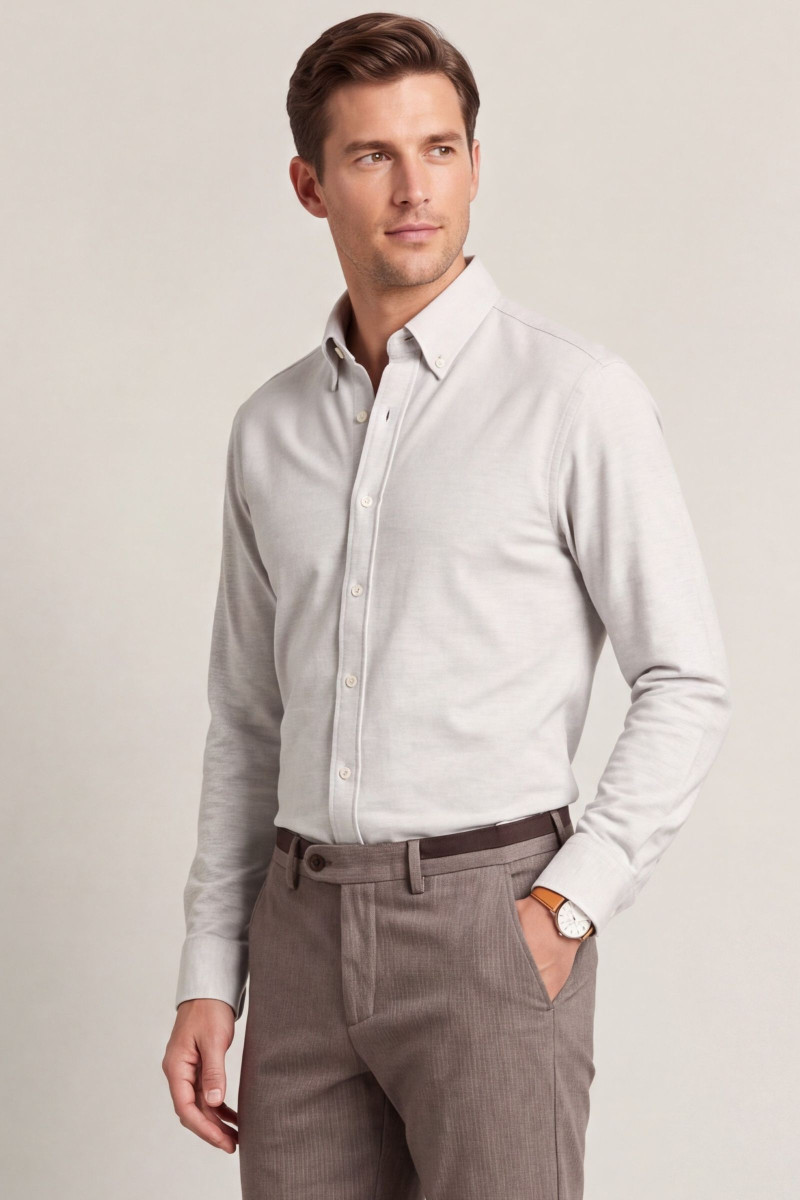 KOŠEĽA GANT REG JERSEY PIQUE STRETCH SHIRT LIGHT BEIGE MELANGE